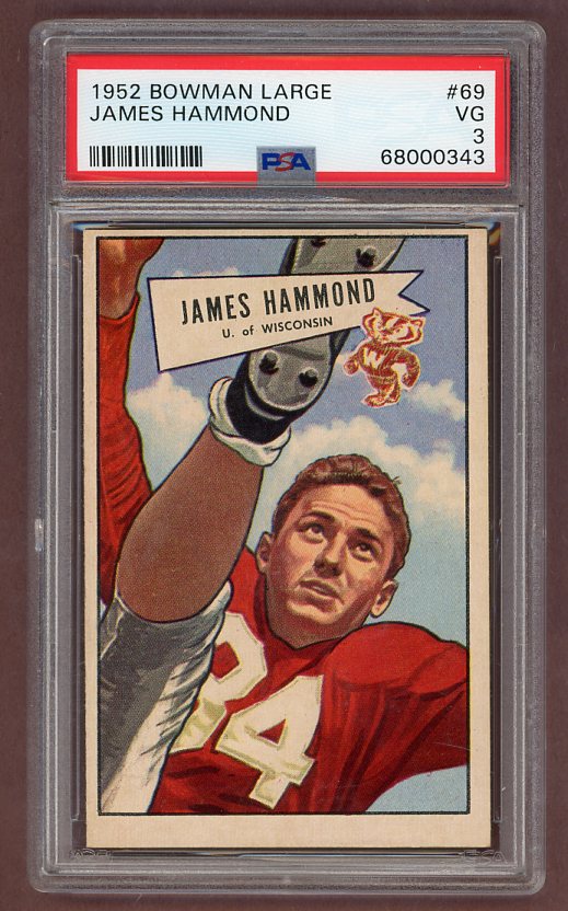 1952 Bowman Large Football #069 James Hammond Texans PSA 3 VG 512275