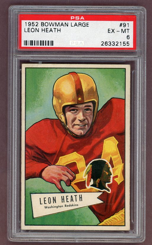 1952 Bowman Large Football #091 Leon Heath Washington PSA 6 EX-MT 512284