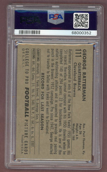 1952 Bowman Large Football #111 George Ratterman Browns PSA 6 EX-MT 512299