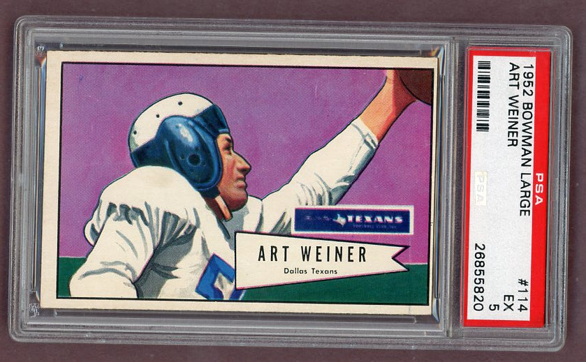 1952 Bowman Large Football #114 Art Weiner Texans PSA 5 EX 512302