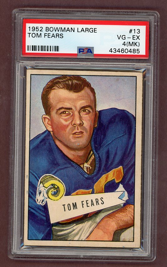 1952 Bowman Large Football #013 Tom Fears Rams PSA 4 VG-EX mk 512313