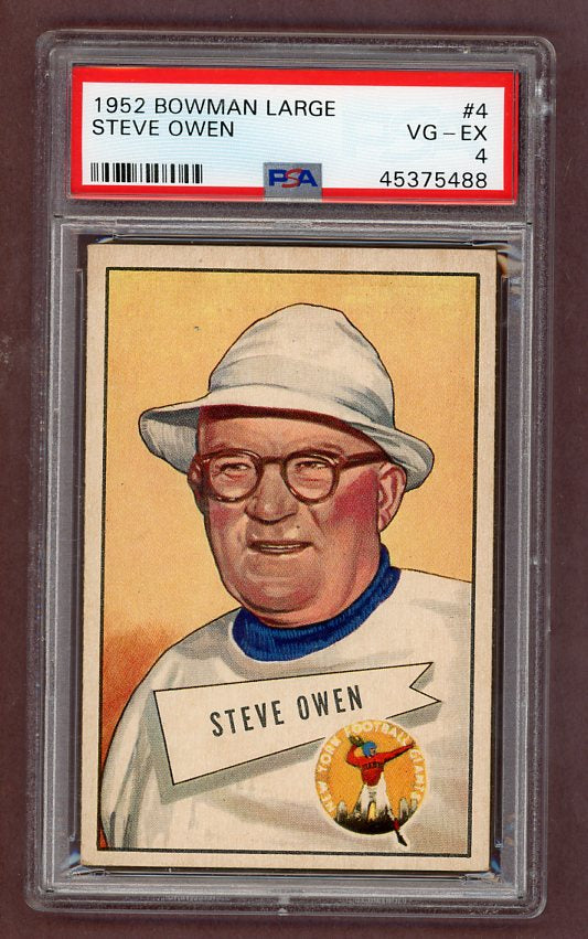 1952 Bowman Large Football #004 Steve Owen Giants PSA 4 VG-EX 512321