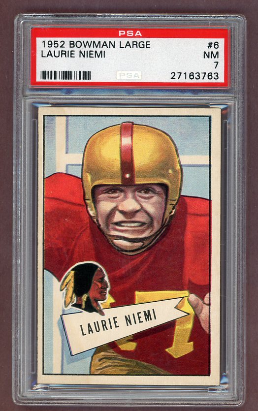 1952 Bowman Large Football #006 Laurie Niemi Washington PSA 7 NM 512323