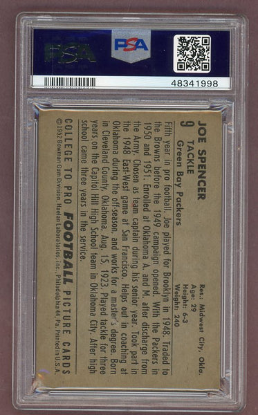 1952 Bowman Large Football #009 Joe Spencer Packers PSA 4 VG-EX 512364