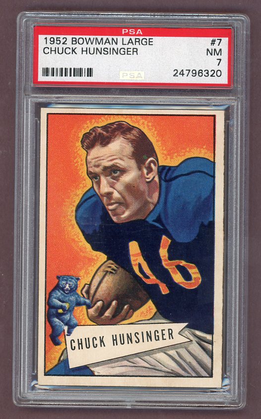 1952 Bowman Large Football #007 Chuck Hunsinger Bears PSA 7 NM 512365