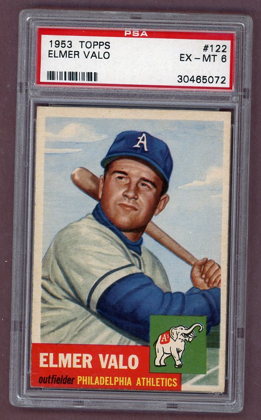 1953 Topps Baseball #122 Elmer Valo A's PSA 6 EX-MT 512405