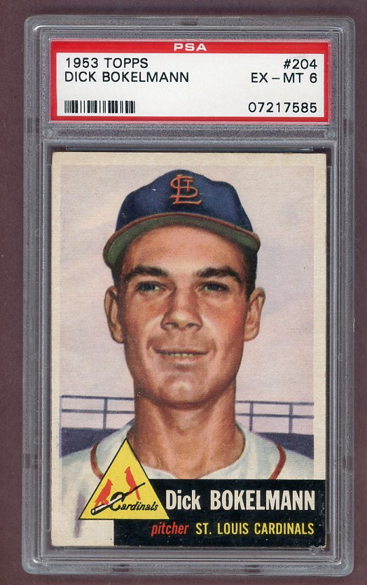 1953 Topps Baseball #204 Dick Bokelmann Cardinals PSA 6 EX-MT 512415