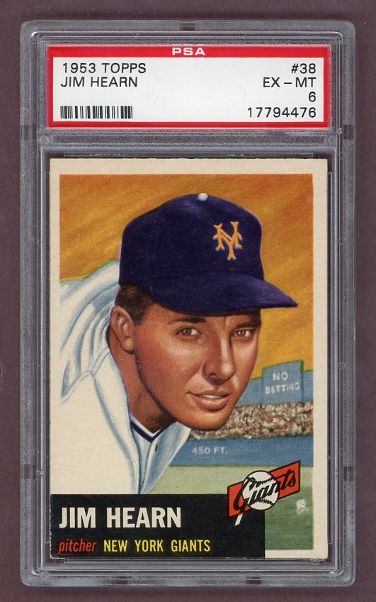 1953 Topps Baseball #038 Jim Hearn Giants PSA 6 EX-MT 512441