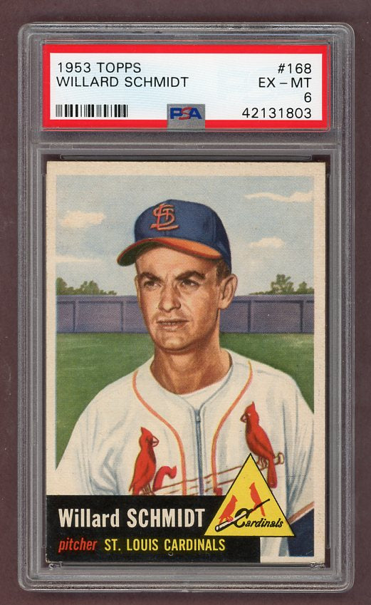 1953 Topps Baseball #168 Willard Schmidt Cardinals PSA 6 EX-MT 512445