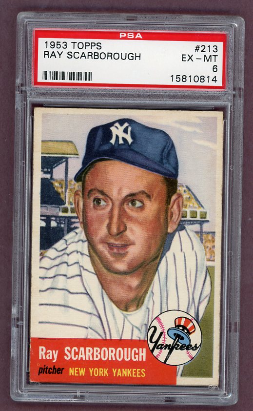 1953 Topps Baseball #213 Ray Scarborough Yankees PSA 6 EX-MT 512486