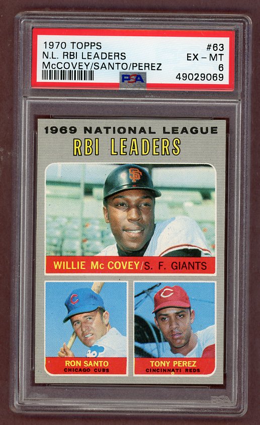 1970 Topps Baseball #063 N.L. RBI Leaders McCovey PSA 6 EX-MT 512491