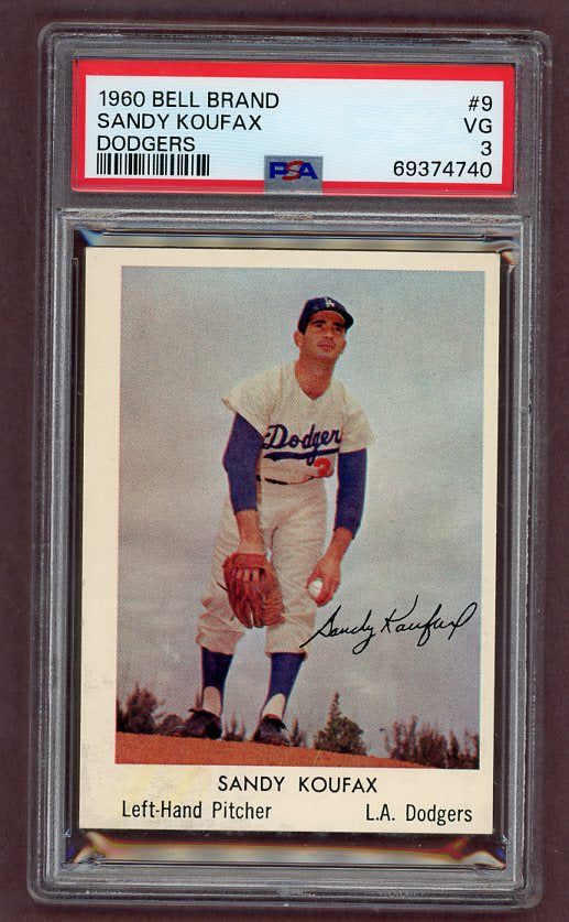 1960 Bell Brand #9 Sandy Koufax Dodgers PSA 3 VG 512564