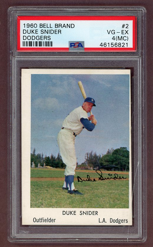 1960 Bell Brand #2 Duke Snider Dodgers PSA 4 VG-EX mc 512577