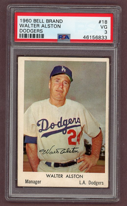 1960 Bell Brand #18 Walter Alston Dodgers PSA 3 VG 512592