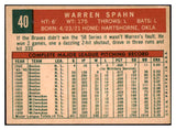 1959 Topps Baseball #040 Warren Spahn Braves EX-MT Obscure 512627