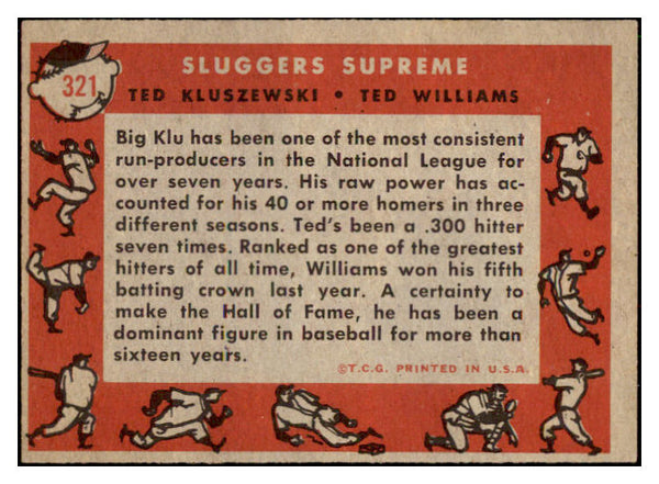 1958 Topps Baseball #321 Ted Williams Ted Kluszewski EX-MT 512690