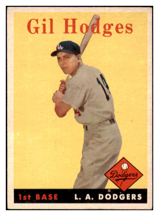 1958 Topps Baseball #162 Gil Hodges Dodgers EX 512693