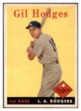 1958 Topps Baseball #162 Gil Hodges Dodgers EX 512693