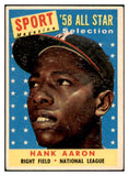 1958 Topps Baseball #488 Hank Aaron A.S. Braves EX 512806