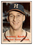 1957 Topps Baseball #090 Warren Spahn Braves EX 512817