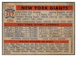 1957 Topps Baseball #317 New York Giants Team EX-MT 512873