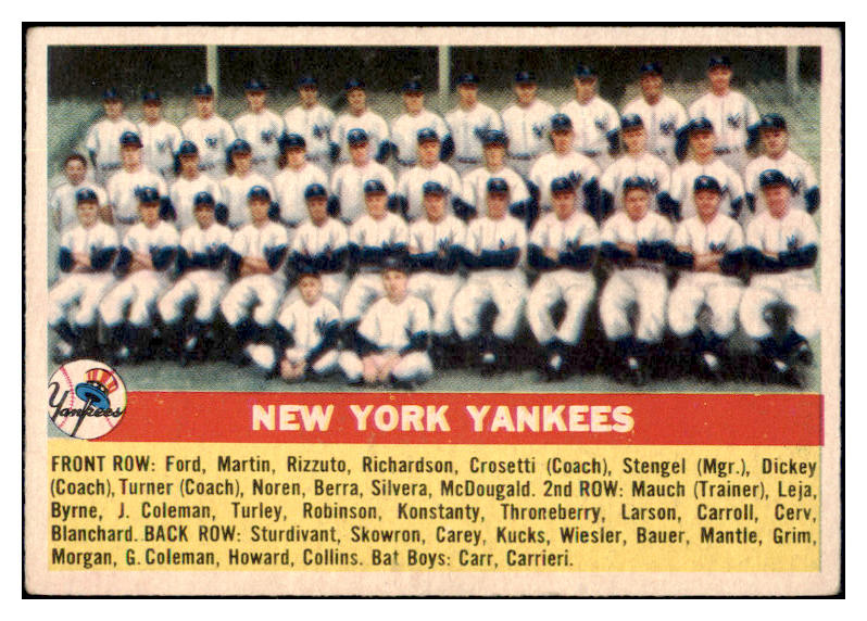 1956 Topps Baseball #251 New York Yankees Team EX 512909