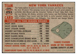 1956 Topps Baseball #251 New York Yankees Team EX 512909