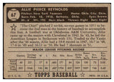 1952 Topps Baseball #067 Allie Reynolds Yankees Good Black 512929