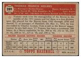 1952 Topps Baseball #289 Tommy Holmes Braves Good 512934