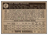 1952 Topps Baseball #067 Allie Reynolds Yankees Good Black 512958