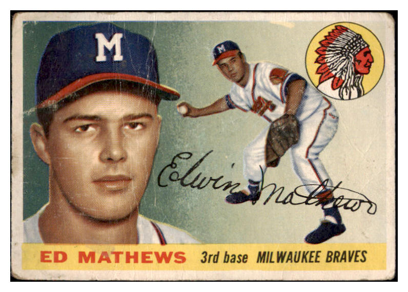 1955 Topps Baseball #155 Eddie Mathews Braves Fair 512987