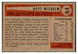 1954 Bowman Baseball #057 Hoyt Wilhelm Giants VG-EX 512996