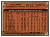 1972 Topps Baseball #049 Willie Mays Giants VG 513268