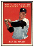 1961 Topps Baseball #478 Roger Maris MVP Yankees EX 513274