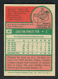 1975 Topps Baseball #080 Carlton Fisk Red Sox EX 513319