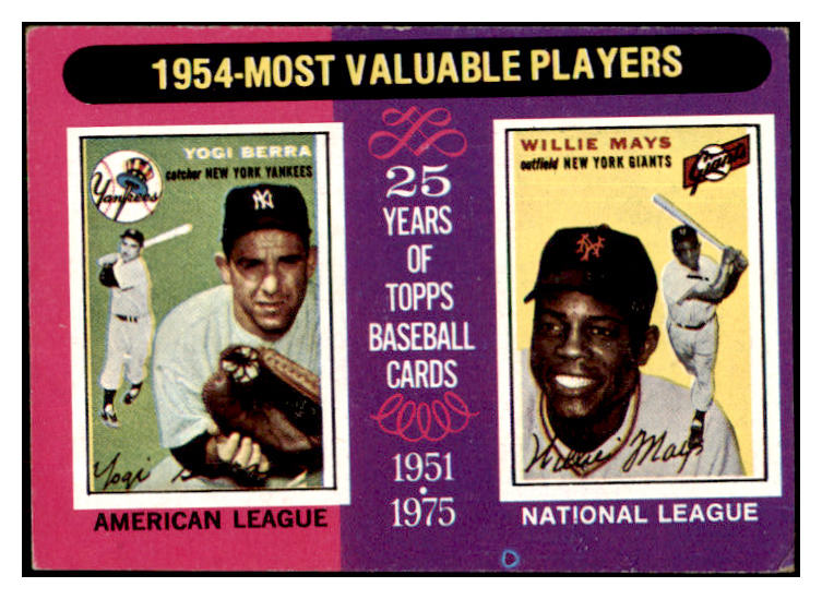 1975 Topps Baseball #192 Yogi Berra Willie Mays EX 513322