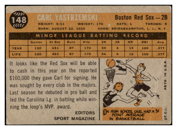 1960 Topps Baseball #148 Carl Yastrzemski Red Sox VG 513393