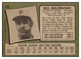 1971 Topps Baseball #110 Bill Mazeroski Pirates EX 513404