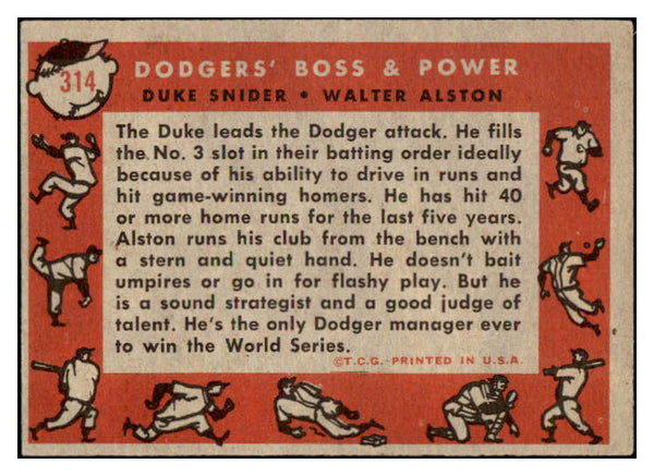 1958 Topps Baseball #314 Duke Snider Walter Alston EX 513406