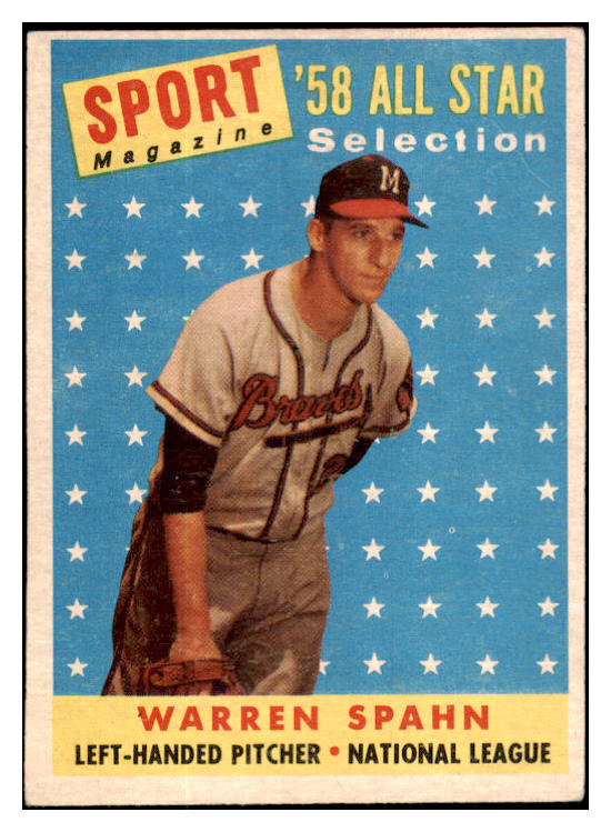 1958 Topps Baseball #494 Warren Spahn A.S. Braves VG-EX 513408