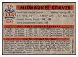 1957 Topps Baseball #114 Milwaukee Braves Team VG-EX 513427