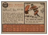 1962 Topps Baseball #147 Bill Kunkle A's EX-MT Variation 513510