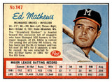 1962 Post Baseball #147 Eddie Mathews Braves EX-MT 513620