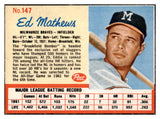 1962 Post Baseball #147 Eddie Mathews Braves EX-MT 513621