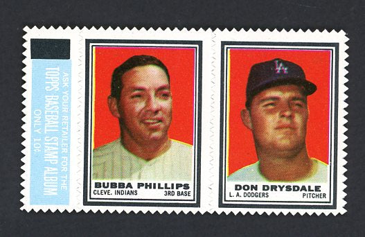 1962 Topps Baseball Stamp Panel Bubba Phillips Don Drysdale EX-MT 514051