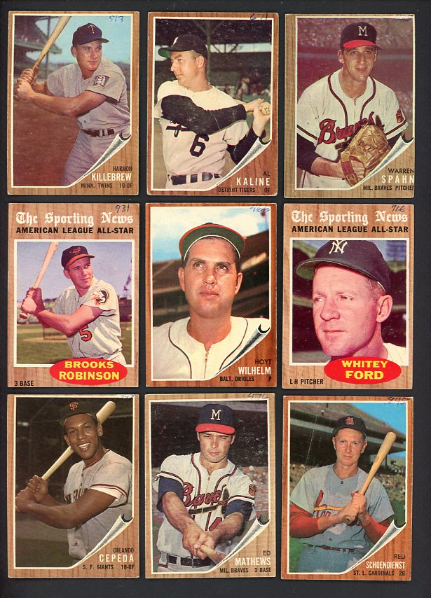 1962 Topps Set Lot 240 Diff Low Grade Killebrew Kaline Ford 514098