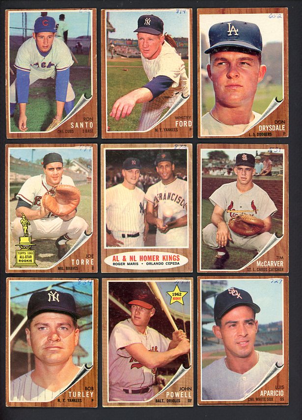 1962 Topps Set Lot 230 Diff Low Grade Ford Santo Drysdale 514099