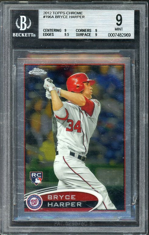 2012 Topps Chrome #196A Bryce Harper Nationals BVG 9 MINT 514165