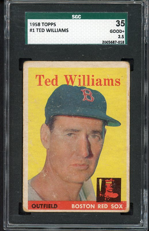 1958 Topps Baseball #  1 Ted Williams Red Sox SGC 2.5 GD+ 514170