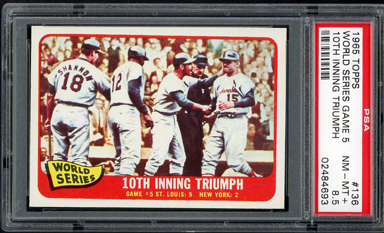 1965 Topps Baseball #136 World Series Game 5 McCarver PSA 8.5 NM/MT+ 514177